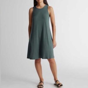 NWT Quince Tencel Jersey Mini Swing‎ Dress in Dark Olive Green Size Medium